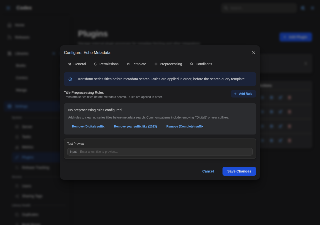 Config Modal - Preprocessing