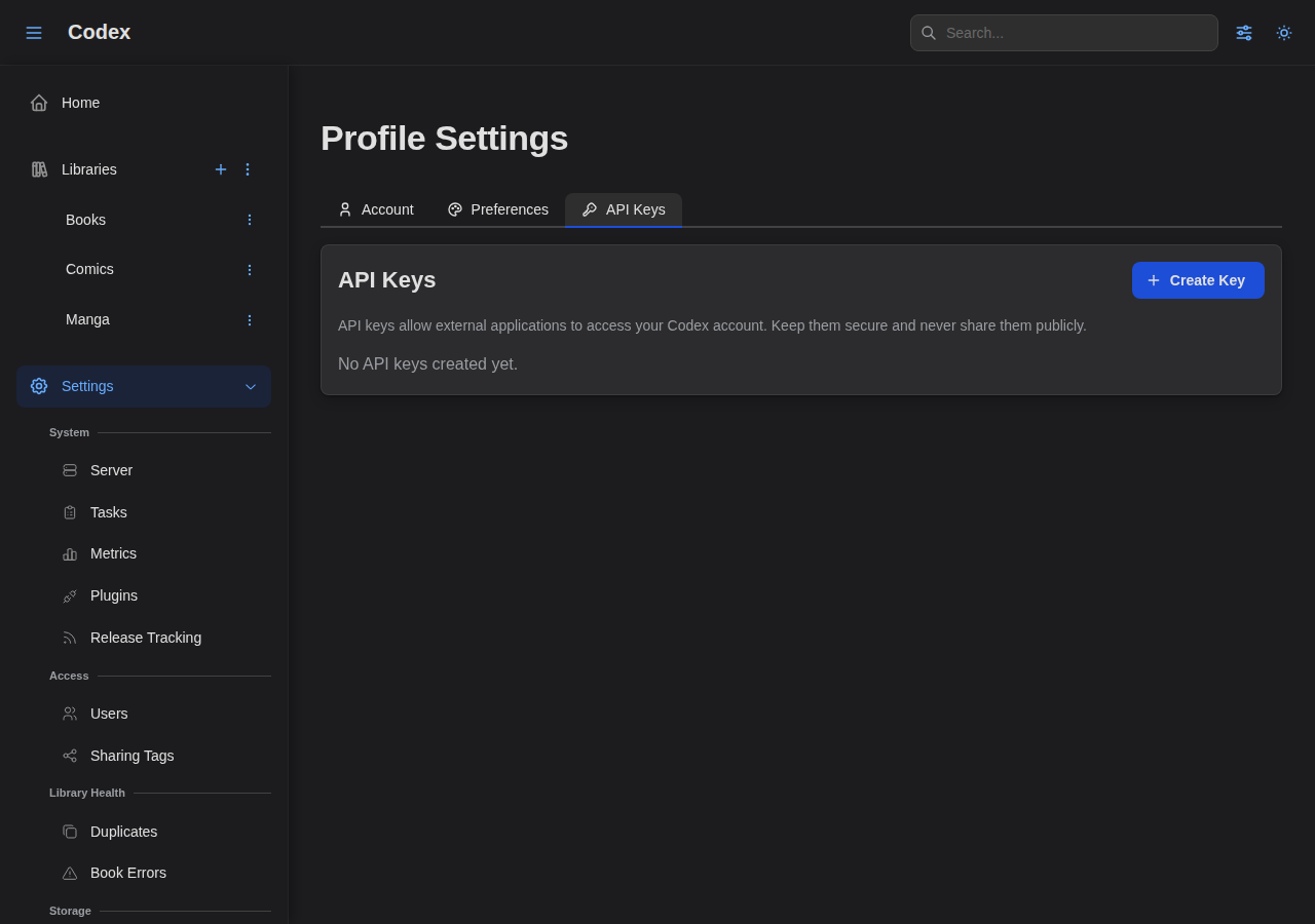 Profile - API Keys